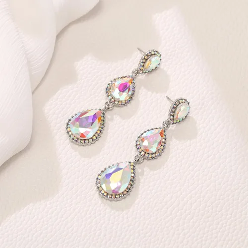 Vista 60 de EleQueen Pendientes de cristal austriaco en tono dorado para mujer, forma de pera de 2.5 pulgadas, color esmeralda
