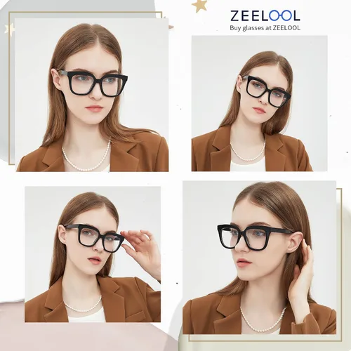 Vista 2 de Zeelool Gafas cuadradas de gran tamaño con montura completa de acetato para mujeres y hombres Milledge ZWA814760