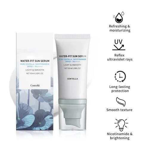 Vista 2 de Protección Solar Centella, Protección Solar Centella SPF50 Suero Solar Hidratante CICA de Centella Ligereza y Suavidad