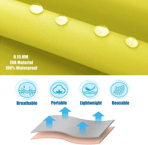 Vista 16 de Chaqueta de lluvia para niños, paquete de 2 ponchos de lluvia para niños, impermeables reutilizables para niños y niñas, impermeable, para exteriores