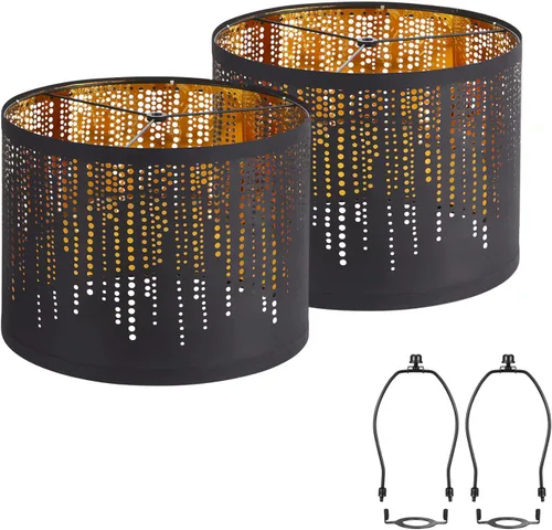 Vista 12 de Juego de 2 pantallas medianas para lámparas de mesa/de pie, pantallas de tambor de tela altas y medianas, 13" superior x 11" inferior x 10
