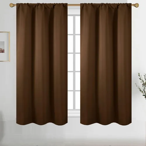 Vista 42 de Diraysid Cortinas opacas beige para dormitorio y sala de estar, cortinas con aislamiento térmico para oscurecer la habitación, 42 x 63 pulgadas, 2