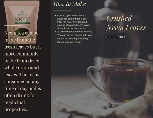Vista 3 de Hojas de neem trituradas (no en polvo), bueno para hacer té fresco de hojas de neem 21.16 oz (21.2 onzas), suplementos herbales - HerbsIndia