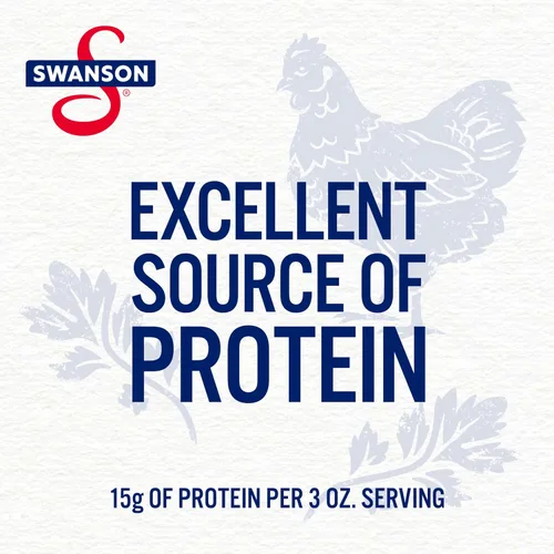 Vista 4 de Swanson 25% menos sodio, pechuga de pollo premium en agua enlatada en trozos blancos, lata de 12.5 OZ