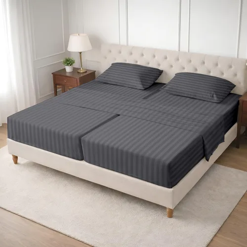 Vista 44 de SGI bedding Sábana Queen de 28 pulgadas con cabecera flexible y parte superior dividida, 100% algodón egipcio - 600 número de hilos, sábanas