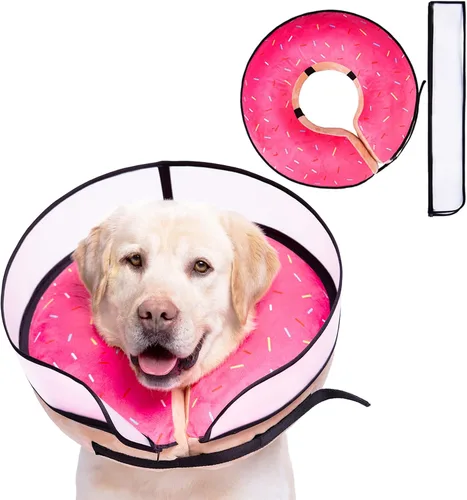 Vista 18 de Collar inflable para perro con forma de cono de perro con forma de dona de cuello suave mejorada antilamer para perros y gatos, collar de cono