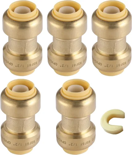 Vista 27 de Paquete de 10 acoplamientos rectos GUOFIS de 1/2" con clip de desconexión