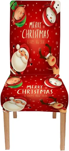 Vista 80 de CAPSCEOLL Christmas Dining Chair Covers,Snowflakes Festive Winter Pattern Stretch Chair Covers for Dining Room Set of 2 Washable Spandex Parson