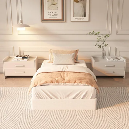 Vista 10 de YORMDMO Somier de 3 pulgadas, resortes de caja tamaño Queen con cubierta de tela, bases de metal resistente de bajo perfil, fácil montaje, capacidad
