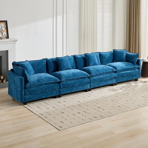 Vista 66 de Sofá seccional modular verde de 111.5", sofás seccionales grandes de 3 plazas para sala de estar, sofá nube oversized de tela chenille con otomana