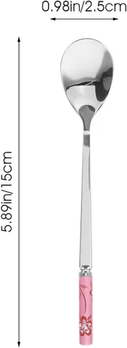 Vista 3 de BESPORTBLE 5 cucharas de metal para postre para helados, helados, café, espresso, cucharas agitadoras seguras y cómodas de sostener para ocasiones