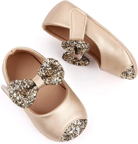 Vista 4 de Baby Girls Shoes Mary Jane Flats Shoes Anti-Slip Soft Rubber Sole Toddler First Walkers Princess Dress Shoes