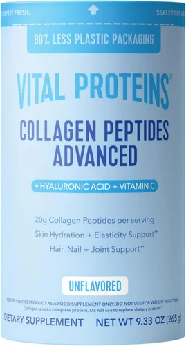 Vista 15 de Vital Proteins Péptidos de colágeno avanzados, péptidos hidrolizados con ácido hialurónico y vitamina C - Polvo sabor chocolate, 24.7 onzas