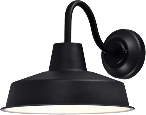 Vista 4 de Westinghouse 6204700 Academy - Accesorio de pared LED para exteriores, acabado negro texturizado con jaula cromada