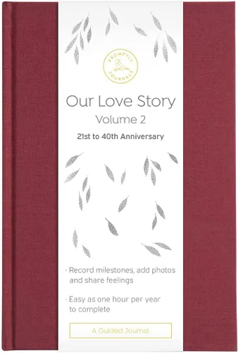 Vista 9 de Promptly Journals, Nuestra historia de amor Volumen 2: 21 a 40 aniversario (Gris, Lino) Diario de recuerdos de pareja