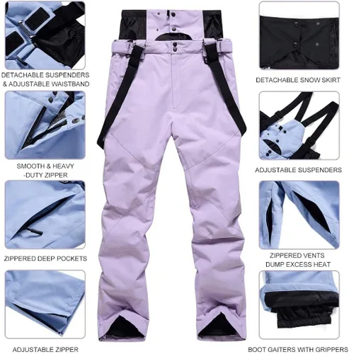 Vista 5 de Chaqueta y pantalones de esquí con estampado colorido para mujer de moda impermeable resistente al viento para snowboard