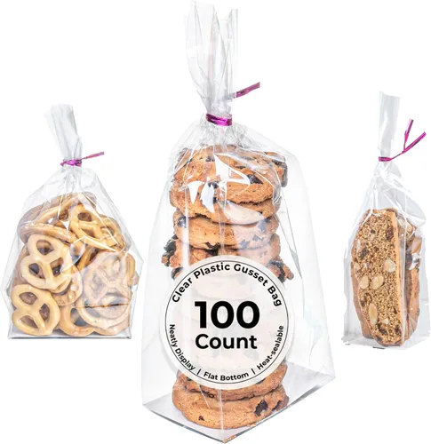 Vista 14 de Restaurantware Bag Tek - Bolsas al por menor de 2 x 1.5 x 5 pulgadas, 100 bolsas duraderas para dulces - Bolsas BOPP transparentes desechables