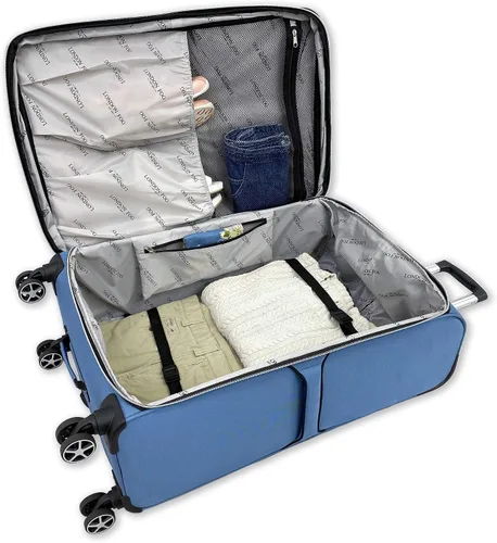 Vista 5 de LONDON FOG Maleta giratoria expandible Bromley Softside, Azul, Maleta giratoria expandible Bromley Softside
