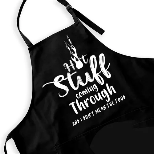 Vista 9 de Funny Aprons Black Kitchen Chef Apron, 2 Pockets Adjustable Neck Strap for Cooking Baking BBQ Birthday Gifts