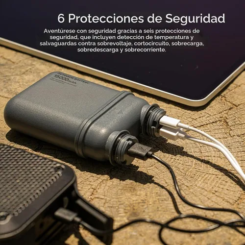 Vista 5 de ELECOM NESTOUT Banco de Energía Resistente, Cargador para Exteriores de 15000mAh, Carga Rápida PD de 32W USB C, Resistente al Agua IP67, Resistente