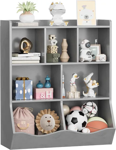 Vista 9 de GAOMON Estantería y estantería de tres niveles para niños, armario de almacenamiento de juguetes para almacenamiento de libros y juguetes, estante