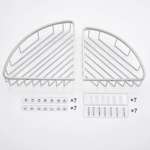 Vista 7 de Organizador esquinero para ducha, SUS304 de acero inoxidable resistente a la oxidación, estante de almacenamiento montado en la pared para baño