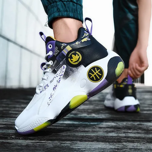 Vista 5 de Tenis de baloncesto para hombre, tenis de baloncesto para adolescentes, zapatillas de baloncesto antideslizantes, zapatos deportivos para hombres