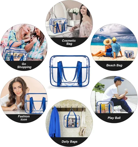 Vista 8 de Bolsa de aseo grande y gruesa de PVC con cremallera, bolsa transparente para cosméticos para el trabajo diario, viajes, deportes