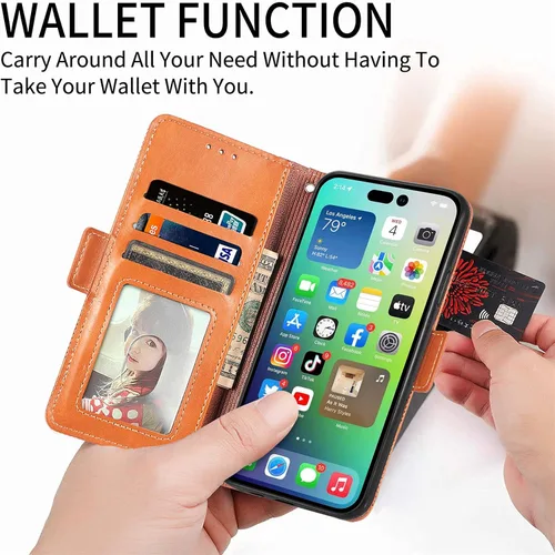 Vista 2 de Funda compatible con Xiaomi Poco X3 GT, tarjetero, compatible con Redmi Note 10 Pro (China) 5G de piel sintética con cierre magnético, color marrón