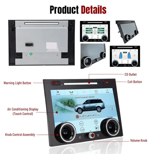 Vista 7 de Pantalla táctil de CA para automóvil Land L405 2013 a 2017, reemplazo de panel táctil de control de temperatura de aire de 10 pulgadas, accesorios