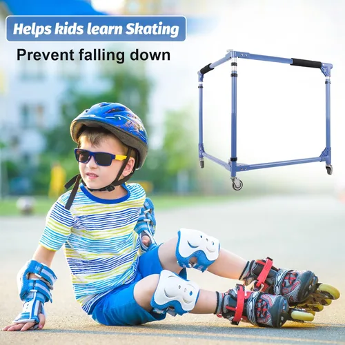 Vista 3 de GanFindX Patinador plegable para niños, patinaje sobre ruedas, entrenador de patinaje para niños pequeños, altura ajustable, caminante