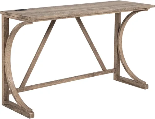 Vista 8 de Juego de mesa de barra de 59" de altura de mostrador con toma de corriente, mesa de desayuno industrial con 3 taburetes acolchados, juego de mesa