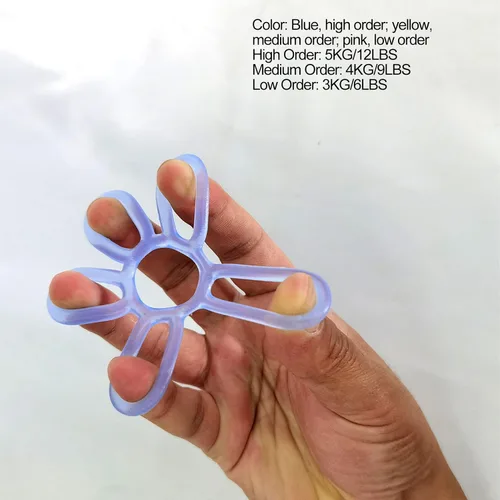 Vista 3 de 3 unids fortalecedor de agarre de mano en forma de flor extensor de mano ejercitador dedo 3 niveles estirador bandas de resistencia de mano