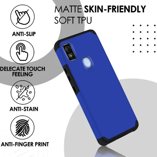 Vista 4 de TJS Funda compatible con Cricket Icon 4 (solo 4ª versión), con protector de pantalla de vidrio templado de doble capa híbrida