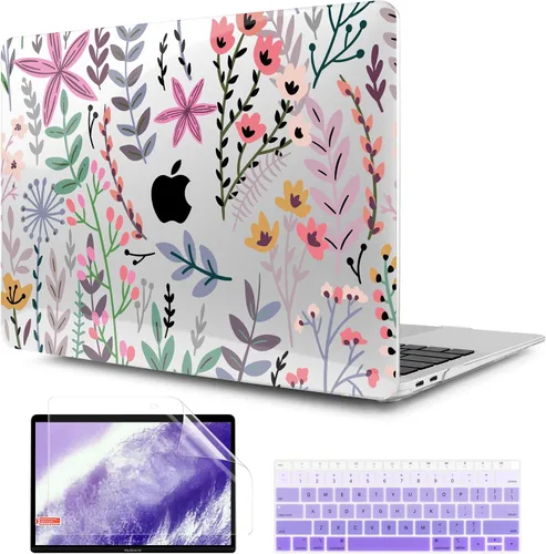 Vista 35 de TWOLSKOO Funda para MacBook Air de 13,3 pulgadas (versión antigua 2018-2021, modelos: M1 A2337, A2179, A1932) - Carcasa rígida con protector de Flor