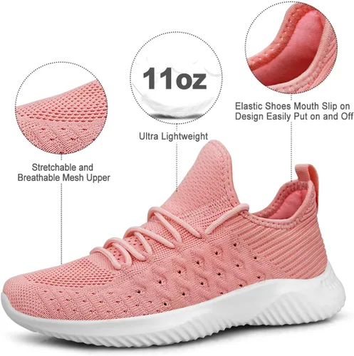 Vista 2 de Feethit Zapatos para Caminar sin Cordones para Mujer Zapatos para Correr Antideslizantes Zapatos Transpirables para Entrenamiento Zapatillas Ligeras