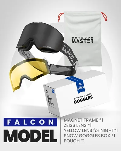 Vista 5 de OutdoorMaster - Gafas de esquí Falcon con lente de ZEISS, gafas de snowboard OTG antiempañamiento, lente intercambiable magnética, gafas de nieve