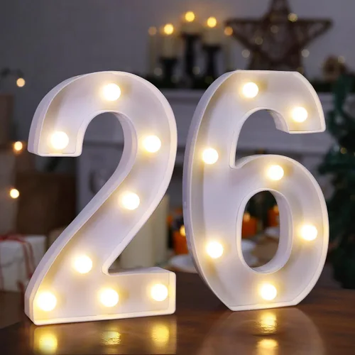 Vista 10 de Números con luz LED, letrero de número de marquesina para decoración de cumpleaños de 10 años (10)