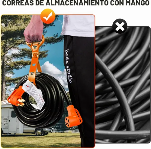 Vista 7 de Cable de extensión RV de 30 pies y 50 amperios para exteriores
