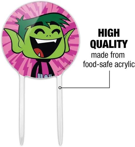 Vista 6 de Decoración acrílica para tartas de Teen Titans Go! Beast Boy para decoración de fiesta para boda, aniversario, cumpleaños, graduación