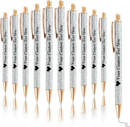 Vista 40 de Bolígrafos con purpurina personalizados con nombre, bolígrafos bonitos y bonitos personalizados, bolígrafos retráctiles de tinta negra, suministros