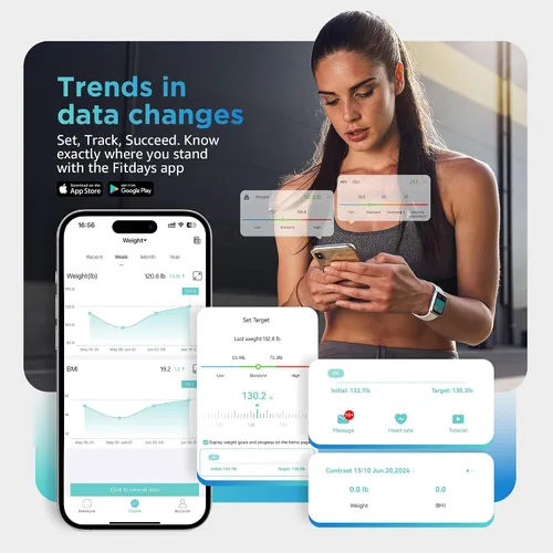 Vista 4 de Báscula Posture para peso corporal y grasa, báscula digital de baño IMC, báscula de grasa corporal Bluetooth, báscula inteligente de grasa corporal