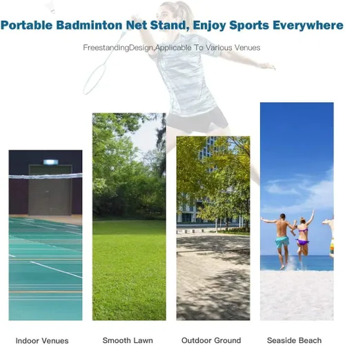Vista 7 de LDAILY Juego de red de bádminton portátil de 10 pies, juego deportivo para bádminton, tenis, voleibol, red de entrenamiento con soporte