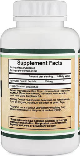 Vista 3 de Vitamina de queratina para el crecimiento del cabello (500 mg por porción, 120 píldoras) Tratamiento capilar de queratina para hombres y mujeres