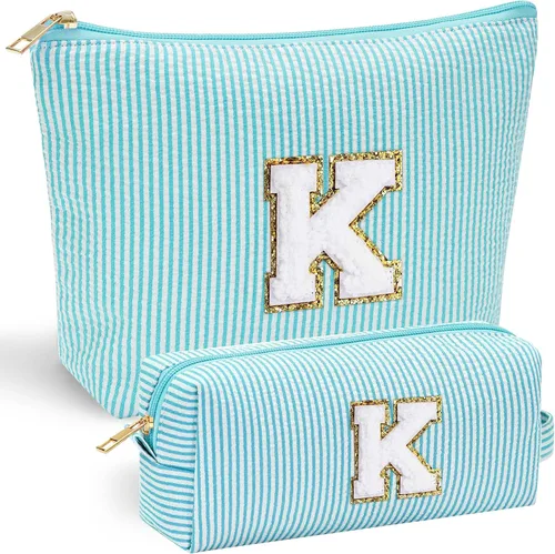Vista 187 de YOOLIFE Regalos del Día de la Madre para Mujeres, Bolsa de Maquillaje con Iniciales, Bolsa de Maquillaje para Viaje, Bolsa de Maquillaje Negro