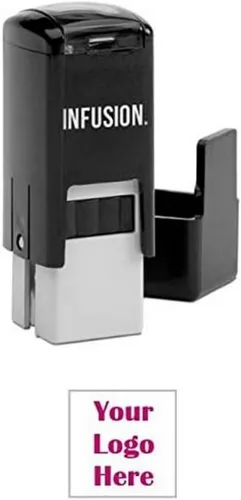 Vista 7 de Infusion Sello de logotipo de goma autoentintado personalizado de 1/2" x 1/2", pequeño, cuadrado, negro