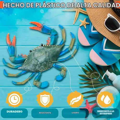 Vista 3 de Juguetes de cangrejo azul para niños, figura realista de cangrejo de plástico, 6.6 x 5.3 pulgadas, animal marino realista para jugar en el baño