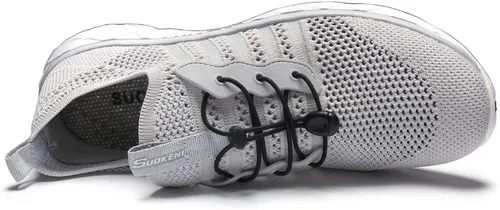 Vista 5 de SUOKENI - zapatos de secado rápido para playa o deportes acuáticos, sin cordones, para mujer, gris, 6