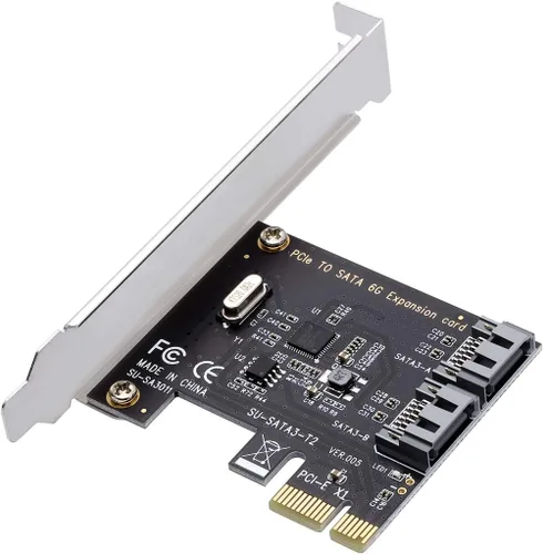 Vista 2 de Tarjeta controladora PCI Express 3.0 (2 puertos), convertidor PCIe a SATA III de 6 Gb/s, compatible con SSD y HDD, incluye soporte y 2 cables SATA