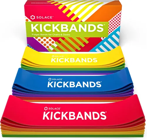 Vista 7 de KICK BANDS Bandas para sillas para niños con pies inquietos, paquete de 3 bandas para aliviar la ansiedad con TDAH para sillas y escritorios